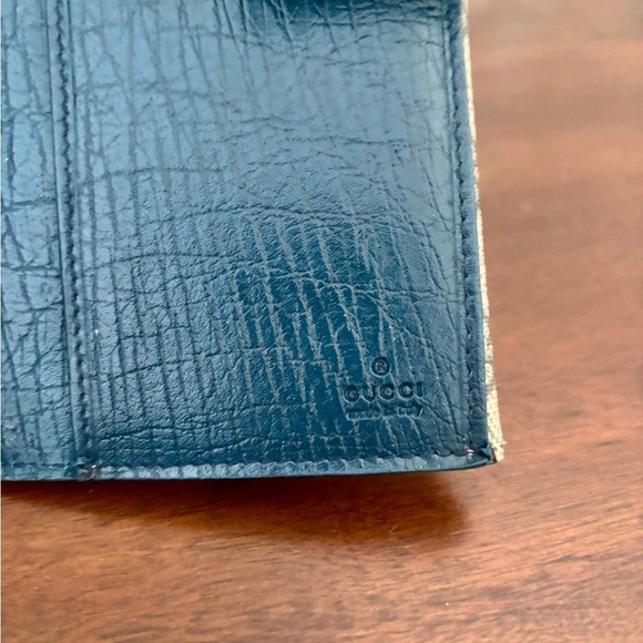 Authentic Gucci GG Guccissima Canvas/Blue Leather Long Wallet/Coin Pocket - Picture 6 of 11